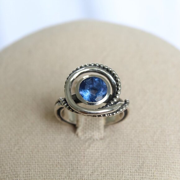 Or Paz PZ Israel Sterling Silver 925 Blue/Purple Fluorite Band Ring Size 8 - Picture 1 of 14